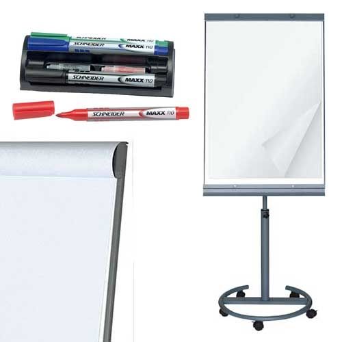 Whiteboard stativ med hjul, flipover papir, tuscher - Komplet pakke til billig pris